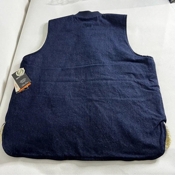 Brixton Builders Abraham Reversible Vest Rinse Blue Denim/Sherpa Size Medium - Picture 7 of 16